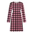 thumbnail image 4 of Miqool Womens Plaid Midi Dress, Pleated Crew Neck Long Sleeve Work Dresses, Loose Fit Holiday Daily Dresses, 4 of 6