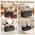 thumbnail image 3 of Extra Large Wooden Utensil Organizer with 4 Compartments, Farmhouse Spatula Holder for Kitchen Countertop, Sturdy Wood Crock,15.6" x 5.8" x 7",Black, 3 of 9