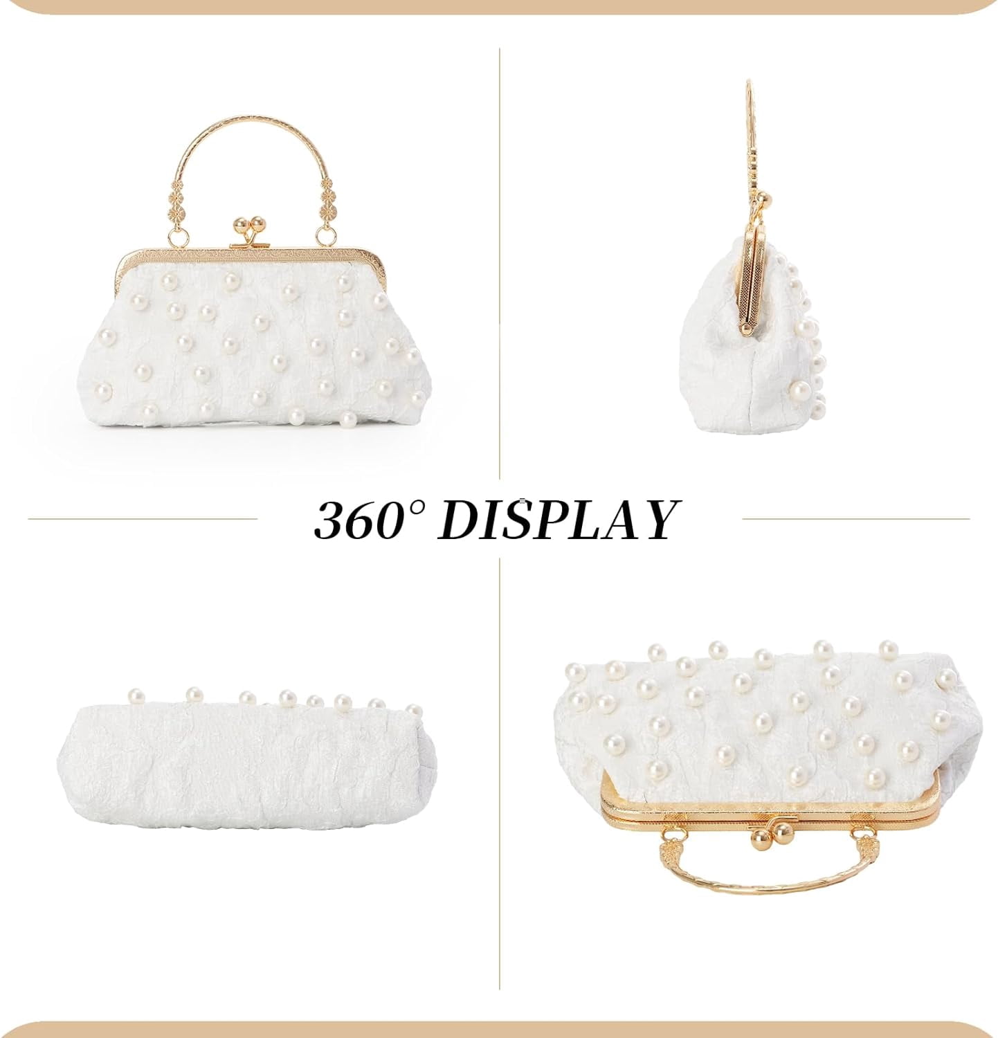 Ladies Beaded Evening Handbags Pearls Decoration Cute Clutch Small Bridal Wedding Handbags