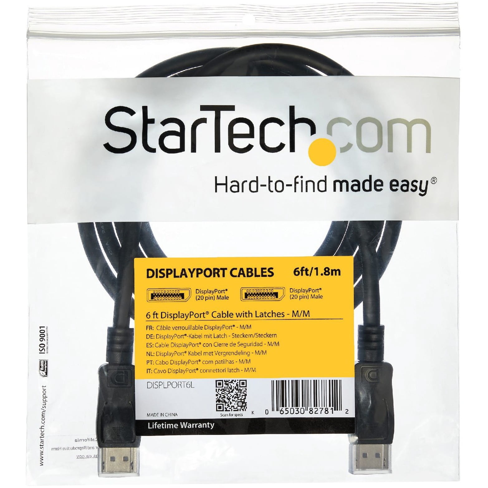 StarTech.com 20ft (6m) DisplayPort Cable - 2560 x 1440p - DisplayPort to DisplayPort Cable - DP to DP Cable for Monitor - DP Video/Display Cord - Latching DP Connectors - HDCP & DPCP