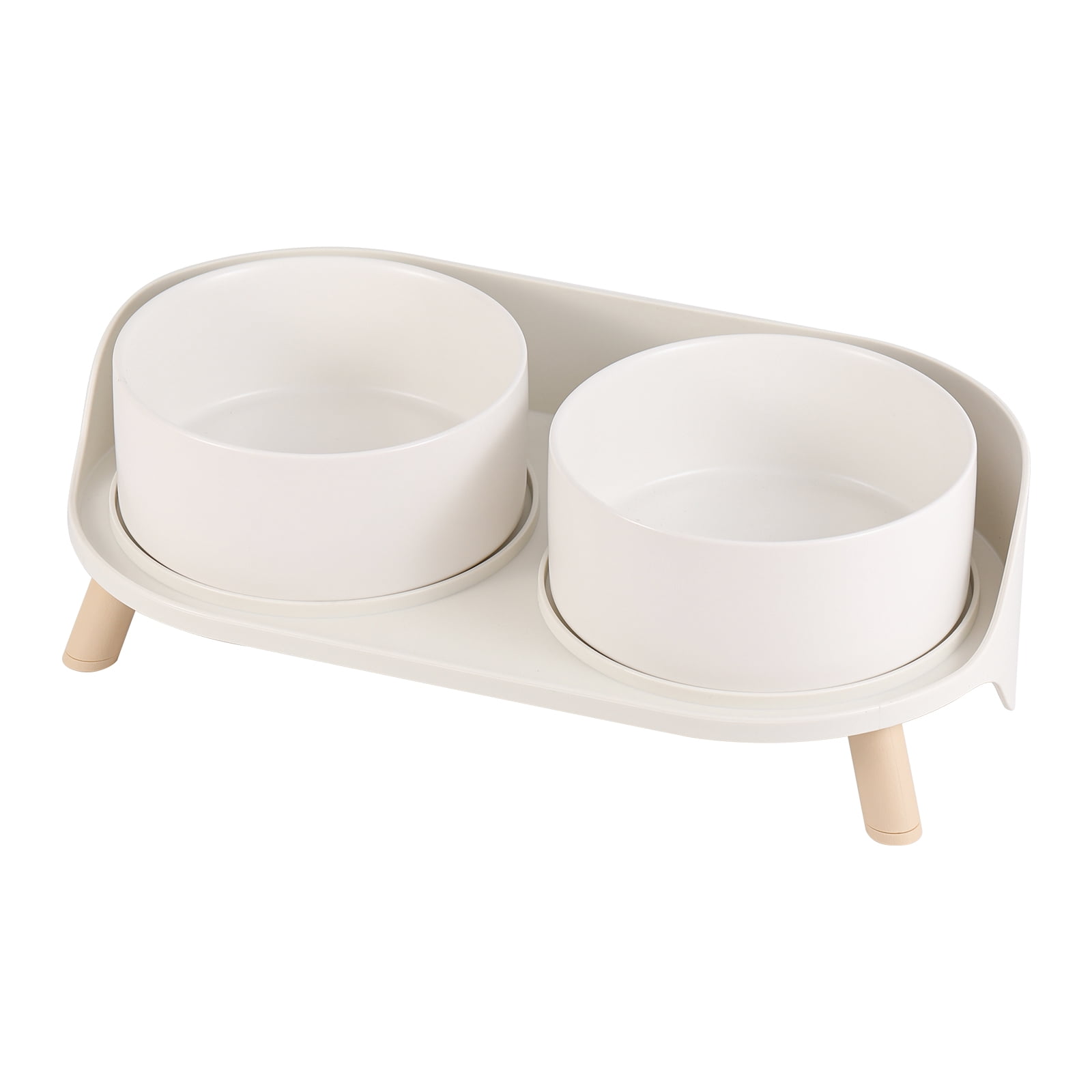 Elevated Dog Food Water Bowl - Raised Ceramic Dog Bowl Set with Non Slip Stand - Double Dog Feeding Bowls for Small to Medium Sized Dogs - 2 x 850 ml - 28.74 oz - White