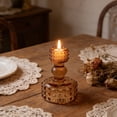 thumbnail image 4 of Glass Decorative Candlestick 3.94In Secure Candle Holding Design Room Highlight Feature Versatile Indoor Placement Ornament for Living Room Dining Room Table Centerpiece Bookshelf Kitchen Space Decor, 4 of 6