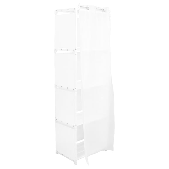 FONDOTIN White Freestanding Wardrobe Closet with Multilayer Dustproof Storage for Bedroom