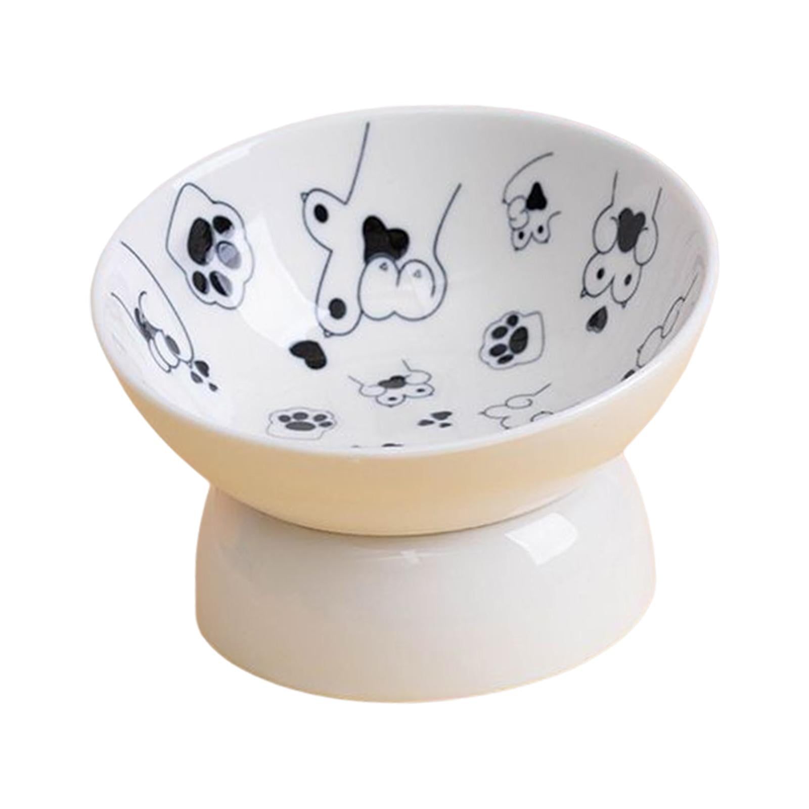 Fzaqwen Ceramic Raised Pet Feeder Elevated Cat Bowl Water Drinking Bowl Pet Feeding Bowl Black