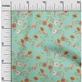 thumbnail image 1 of oneOone Georgette Viscose Aquamarine Fabric Flower & Leaves Watercolor Quilting Print Sewing Fabric By The Yard 42 Inche Wide, 1 of 4
