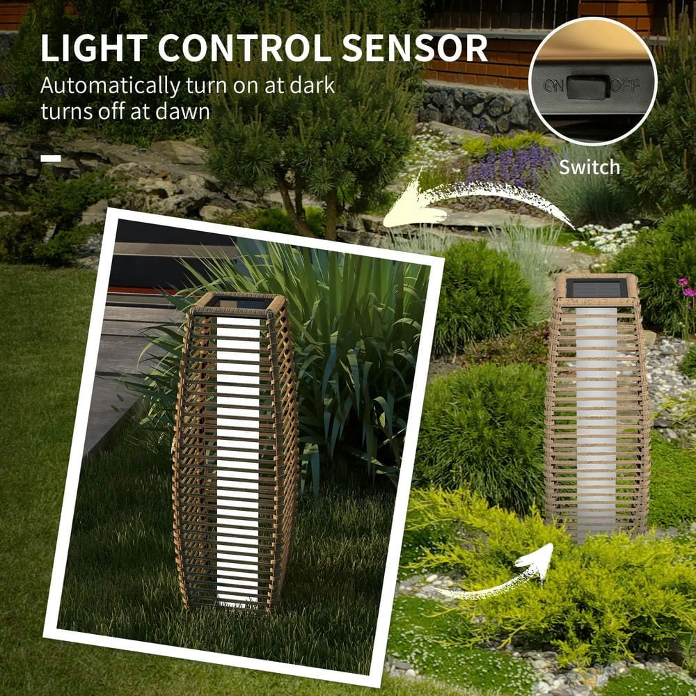 Topcobe Solar Floor Lamp, Outdoor Rattan Garden Lantern Pathway Light & Decorative Driveway Lighting with Auto On/Off LED Lights, Outside for Patio Backyard Garden Porch, Yard, Lawn, Sand