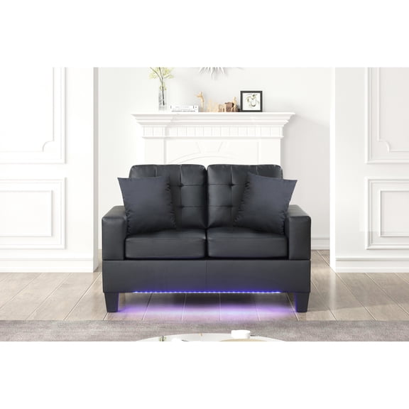Black Fabric Loveseat with Charger | Combine Style and Function in the Living Room