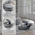 thumbnail image 6 of Swivel Accent Chair with Ottoman, 360° Swivel Lounge Arm Chair with Storage Footrest, Modern Comfy Round Barrel Chair, 39"W Oversized Reading Chair for Living Room, Bedroom, Small Spaces, Grey, 6 of 9