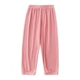 thumbnail image 5 of WAVSUF Girls Jogger Pants Straight Fit Elastic Waist Ice Silk Knitted Summer Daily Active Sweatpants Pink Size 3, 5 of 6