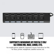 Tebru 7 Port USB Hub,USB 2.0 Hub Splitter,480Mbps 7 Port USB Hub No Conflict Plug & Play 7 Port USB 2.0 Hub for Mouse/Printer/Scanner