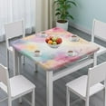thumbnail image 3 of Colorful Floral Pattern Square Fitted Tablecloth with Elastic Edge,Square Table Cover,Washable Elastic Table Cover for Home Kitchen Party Decor 34"x34", 3 of 6