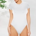 thumbnail image 1 of Body de una pieza para mujer de Fnochy, mono sexy de canalé con cuello cuadrado y manga corta., 1 of 6