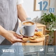 thumbnail image 2 of Vesteel Coffee Mugs Set of 4, 12oz Ceramic Coffee Cup with Handle, Modern Stoneware Mugs for Latte, Cappuccino, Cocoa, Dishwasher & Microwave Safe, Light Grey, 2 of 8