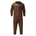 thumbnail image 6 of Wyobmus Women's Onesies with Hood Adult Half Zipper Halloween Party Holiday Cosplay Clothes Solid Color Long Sleeve Hooded Jumsuits One-Piece Pajamas C-Brown, 6 of 9