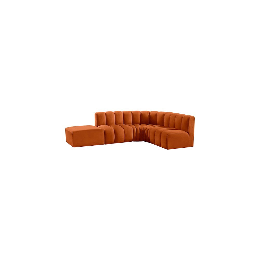 Meridian Furniture Arc Cognac Velvet Modular Sectional