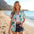 thumbnail image 5 of Womens Short Sleeve Shirts Tropical Hawaiian Shirt Casual Summer Beach Button Down Floral Tops, 5 of 8