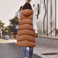 thumbnail image 6 of Feancey Womens Puffer Vest Long,Fall Winter Casual Full Zip Down Vests Jacket for Women Sleeveless Hooded Warm Padded Coat with Pockets, 6 of 8
