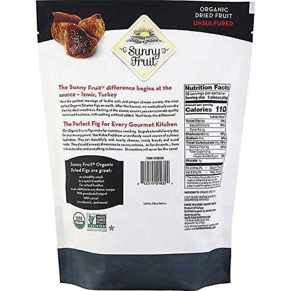 Sunny Fruit Organic Sun-Dried Figs ( 2 PACK 40oz Each Bag )