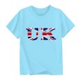 thumbnail image 2 of Chemisier à Manches Courtes à Col Rond Imprimé Drapeau Britannique pour Enfants, Tissu en Polyester, Tenue Décontractée pour l'École, Coupe Douce et Confortable, Haut Estival et Printanier Respirant, Lavable à la Machine, 2 of 5