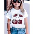 thumbnail image 1 of Cherry Graphic T-Shirt for Girls - Short Sleeve Tee with Sparkling Cherries Design, Round Neck, Casual Summer Top, Outdoor Wear, Casual Summer Wear | Playful Print Top | Comfortable Fit, Girls T Shir, 1 of 6