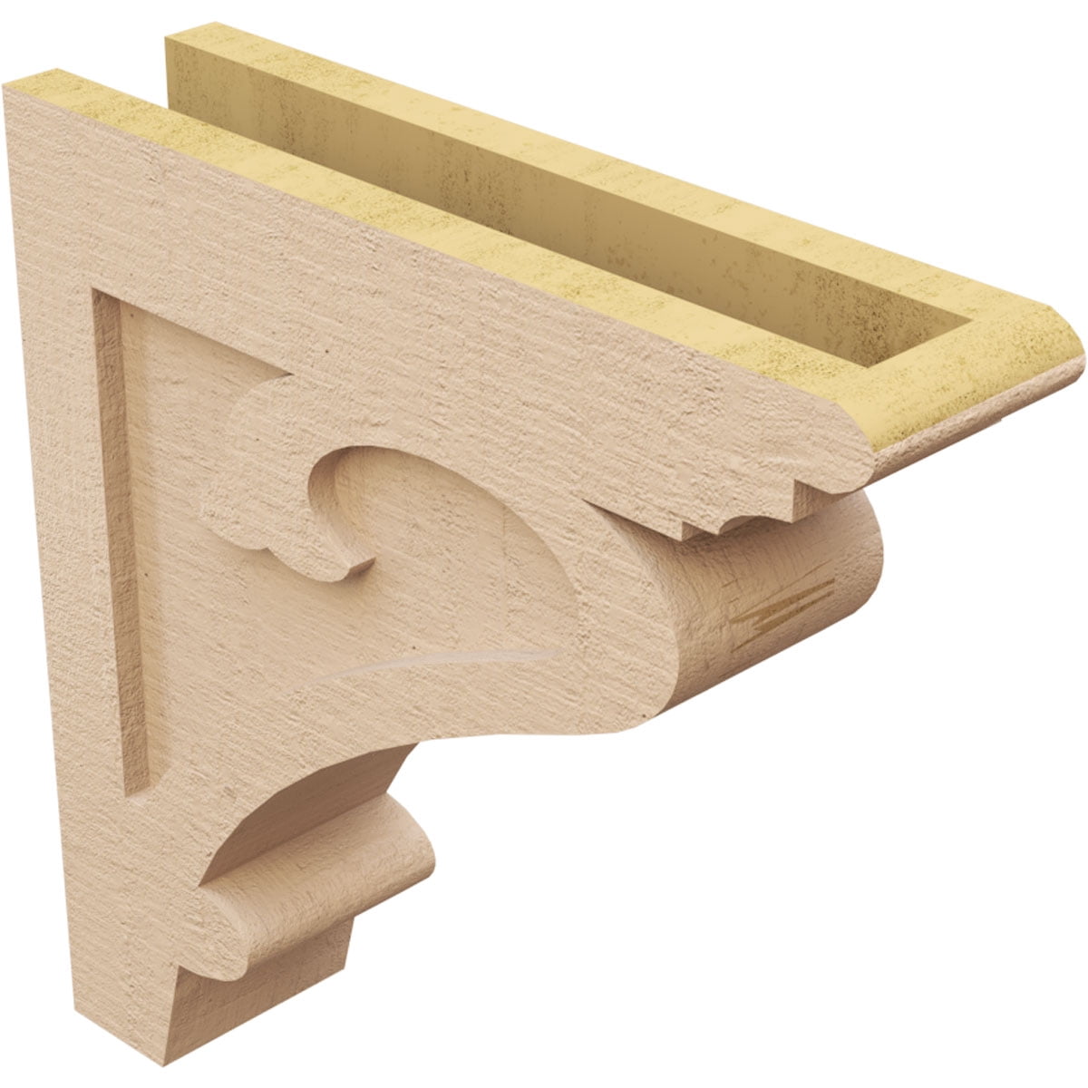 4"W x 16"D x 16"H Thin Mayflower Rough Cedar Woodgrain TimberThane Corbel, Primed Tan