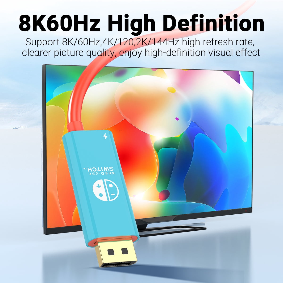 DOONJIEY 8K Type C to Displayport Conversion Cable HDTV Adapter Support Switch TV Dock for Nintendo Switch/OLED, Steam Deck,ASUS,Surface