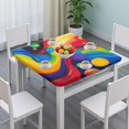 thumbnail image 3 of Colorful Tie Dye Wave Sphere Pattern Square Fitted Tablecloth with Elastic Edge,Square Table Cover,Washable Elastic Table Cover for Home Kitchen Party Decor 34"x34", 3 of 6
