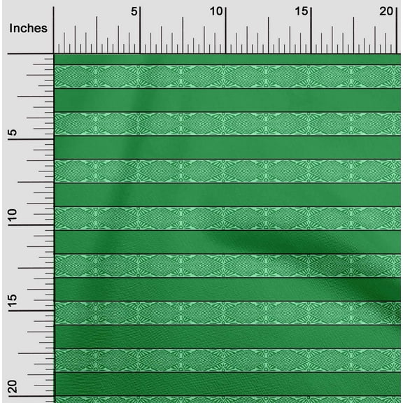 oneOone Cotton Flex Green Fabric Geometric Block Dress Material Fabric Print Fabric By The Yard 40 Inch Wide