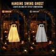 thumbnail image 6 of Luckky 6 FT Large Hanging Swing Ghost with Witch Hat & String Lights,Eerie Halloween Outdoor Hanging Ornament for Porch Patio Front Entrance Yard Party Decor, 6 of 7