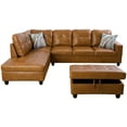 thumbnail image 3 of Ainehome Furniture Faux Leather Sectional Sofa Set, L Shape Living Room Couch Set (Left Hand Facing, Ginger), 3 of 8