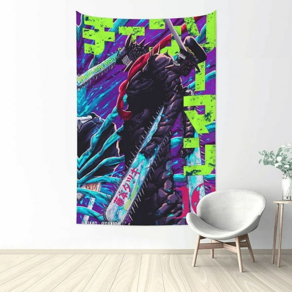 Chainsaw Man Tapestry Wall Hanging Home Decoration Wall Blanket Dormitory Living Room Bedroom Backdrop Poster( 60x40inch)