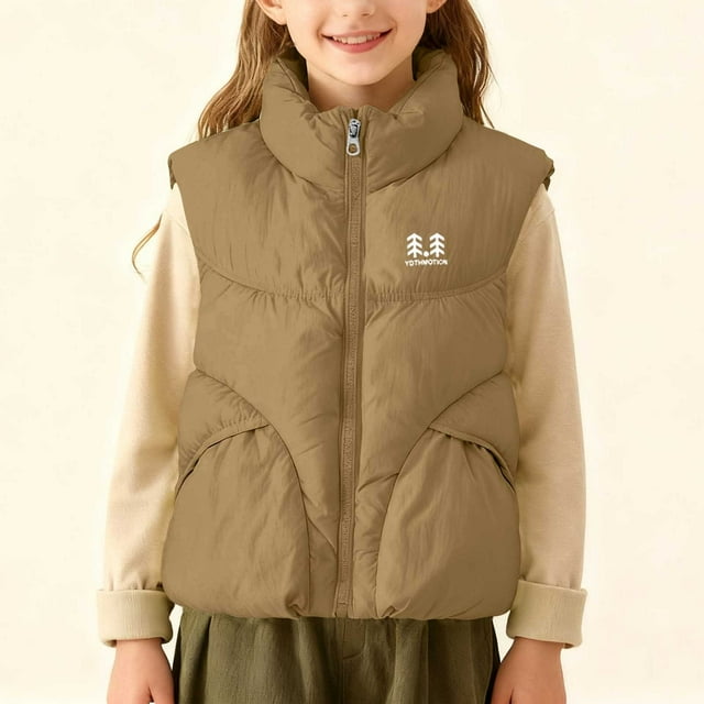 Abrigo y chaquetas informales sin mangas y sin capucha de color liso para niños, abrigo cálido sin mangas, chaqueta polar, abrigo informal con capucha para jóvenes de talla mediana a grande, blusa de