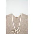 thumbnail image 5 of I AM A FASHION JUNKY Pale Khaki Tied Front Drop Shoulder Chunky Casual Cardigan, 5 of 10