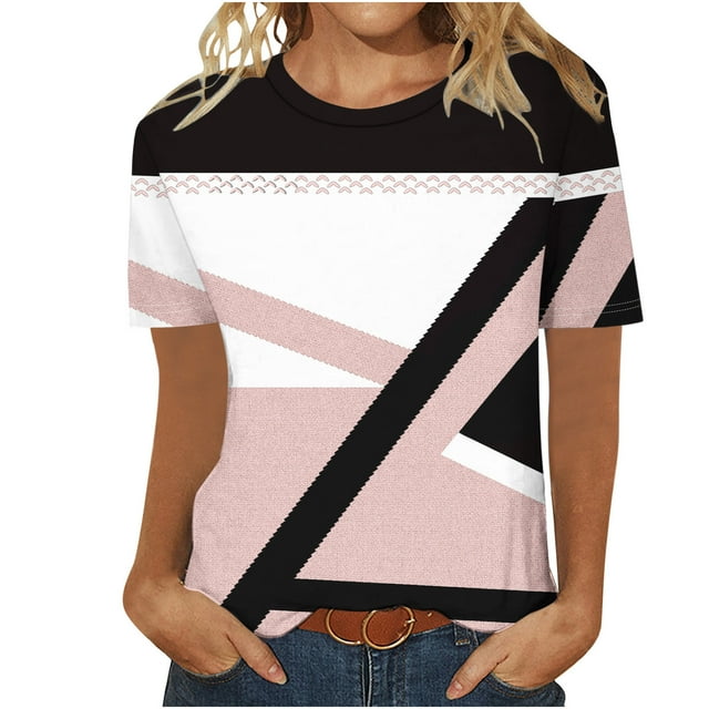 Birdeem Hauts de Mode pour Femmes Imprimé Manches Courtes Blouse Col Rond T-Shirt Hauts