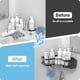 thumbnail image 4 of Corner Shower Caddy, 2 Pack Adhesive Shower Corner Organizer Shelves, No Drilling Stainless Steel Shower Storage Rack with Hooks&Toothpaste Holder for Bathroom Kitchen （for 90° Corners Only）, 4 of 5