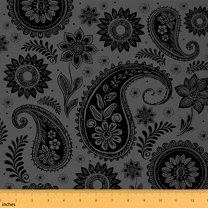 Homewish Adult Vintage Paisley 01, Tribal Rustic Flower Floral Room Decor Fabric by the Yard, Bohemian Style Sewing Fabric, Luxury Bedroom Decor