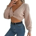 thumbnail image 2 of Suéter de cuello en V para mujer, moda informal, manga larga, cuello en V, sólido, sudadera para mujer, blusa, suéter para mujer, 2 of 8