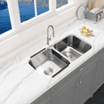 thumbnail image 6 of KBFmore 32 inch 50/50 Double Equal Bowl Stainless Steel Classic Kitchen Sink with 6 Pieces Sink Accessories, 6 of 11