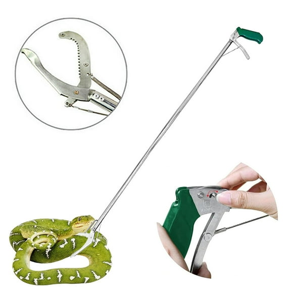 KANCOKIT Snake Tongs, 47 Inch Non-Slip Snake Grabber, Professional Heavy Duty Reptile Rattle Snake Catcher Wide Jaw Handling Tool with Lock, Green
