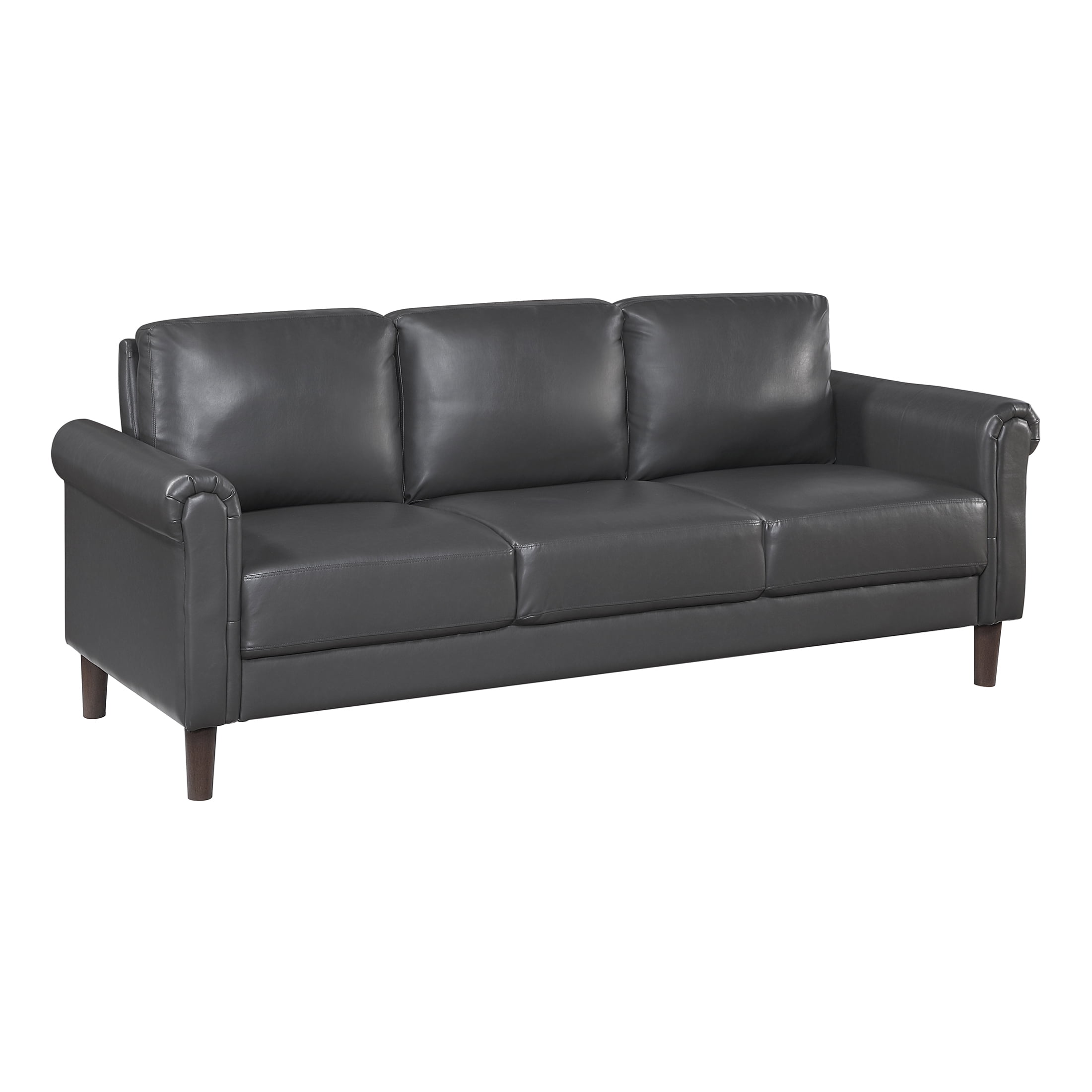 OakvillePark Marlinth Faux Leather Sofa, Dark Gray