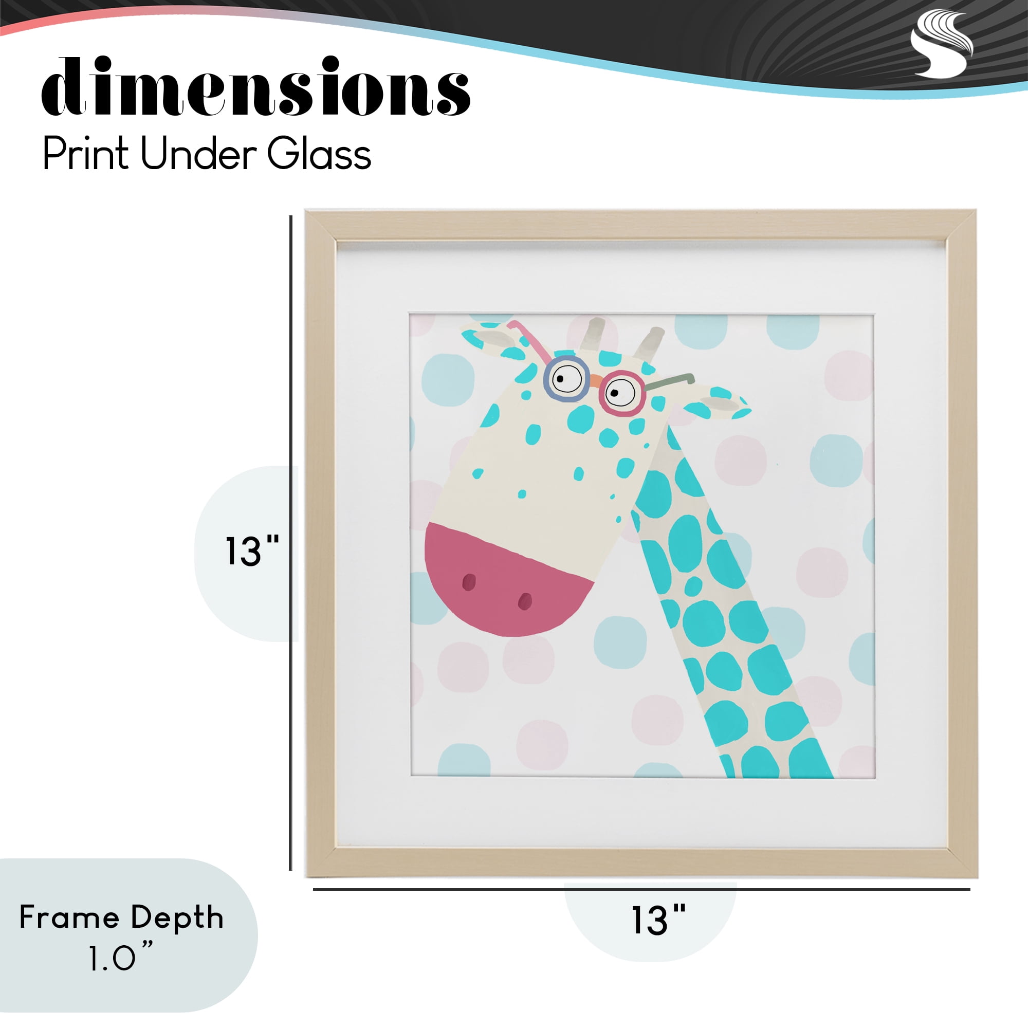 Stupell Industries Electric Blue Giraffe Birch Framed Print Under Glass, design by Carla Daly