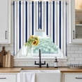 thumbnail image 3 of Swag Valance Curtains for Windows, Navy Blue Stripe Light Filtering Kitchen Curtains with Rod Pocket, Geometric Grey White Vertical Striped Window Treatment Valances for Living Room, 36x63 - 2 PCS, 3 of 9