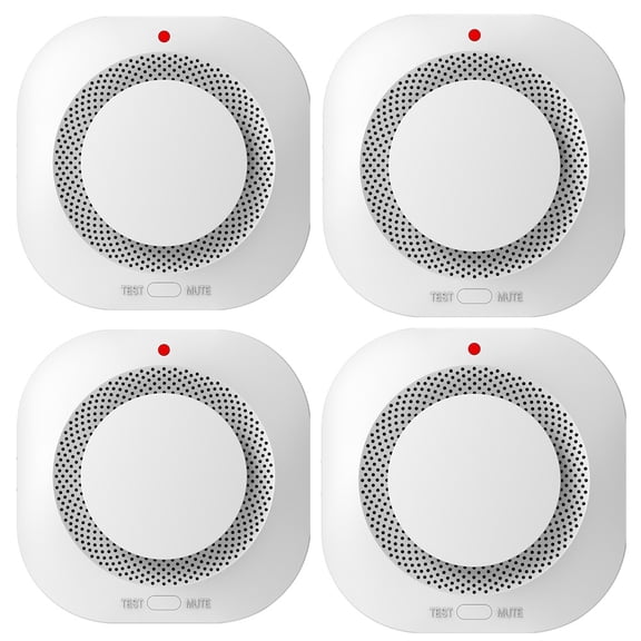 Smoke Alarm Detector, 4 Pack Home Security Fire Protection Smoke Detector, Fire Safety Alarm for Home Bedroom Kitchen Living Room