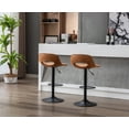 thumbnail image 3 of Guyou Modern Swivel Leather Bar Stools Set of 2, Adjustable Height Kitchen Island Chairs with Hollow Back, Coffee, 3 of 13