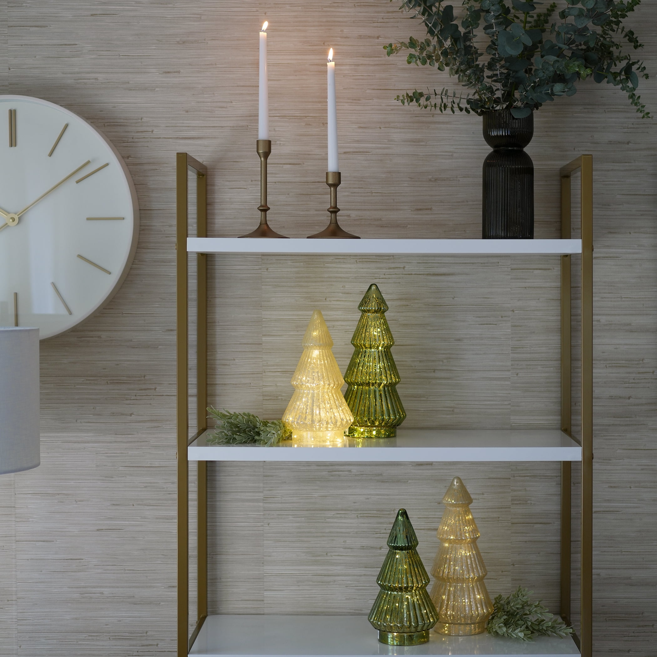 Better Homes & Gardens 10‘’  Decorative Tabletop Christmas Tree in Mercury Ribbed Green Glass, Small