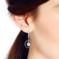 thumbnail image 5 of AeraVida Sophisticated Halo Circle Sterling Silver Elongated Hook Dangle Earrings, 5 of 5