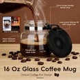 thumbnail image 4 of Mini Coffee Pot Mug, 16oz Glass Carafe with Spill Proof Lid, Clear Tea Cup for Travel, Funny Gifts for Coffee Lovers, 4 of 7