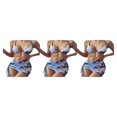 thumbnail image 3 of Advancent Traje de baño de tres piezas para mujer, traje dividido estampado, fiesta en la playa, traje de baño de poliéster a la moda, ropa de Azul M 3piezas, 3 of 6