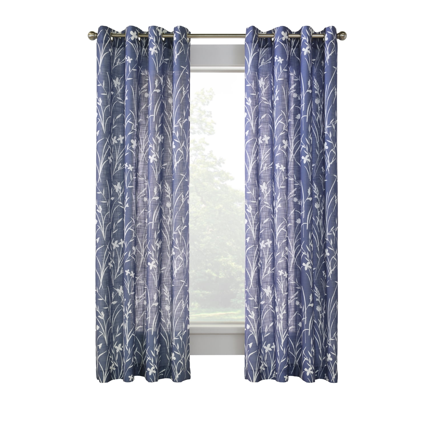 Habitat Augusta Grommet Curtain Panel Window Dressing 52 x 84 in Blue