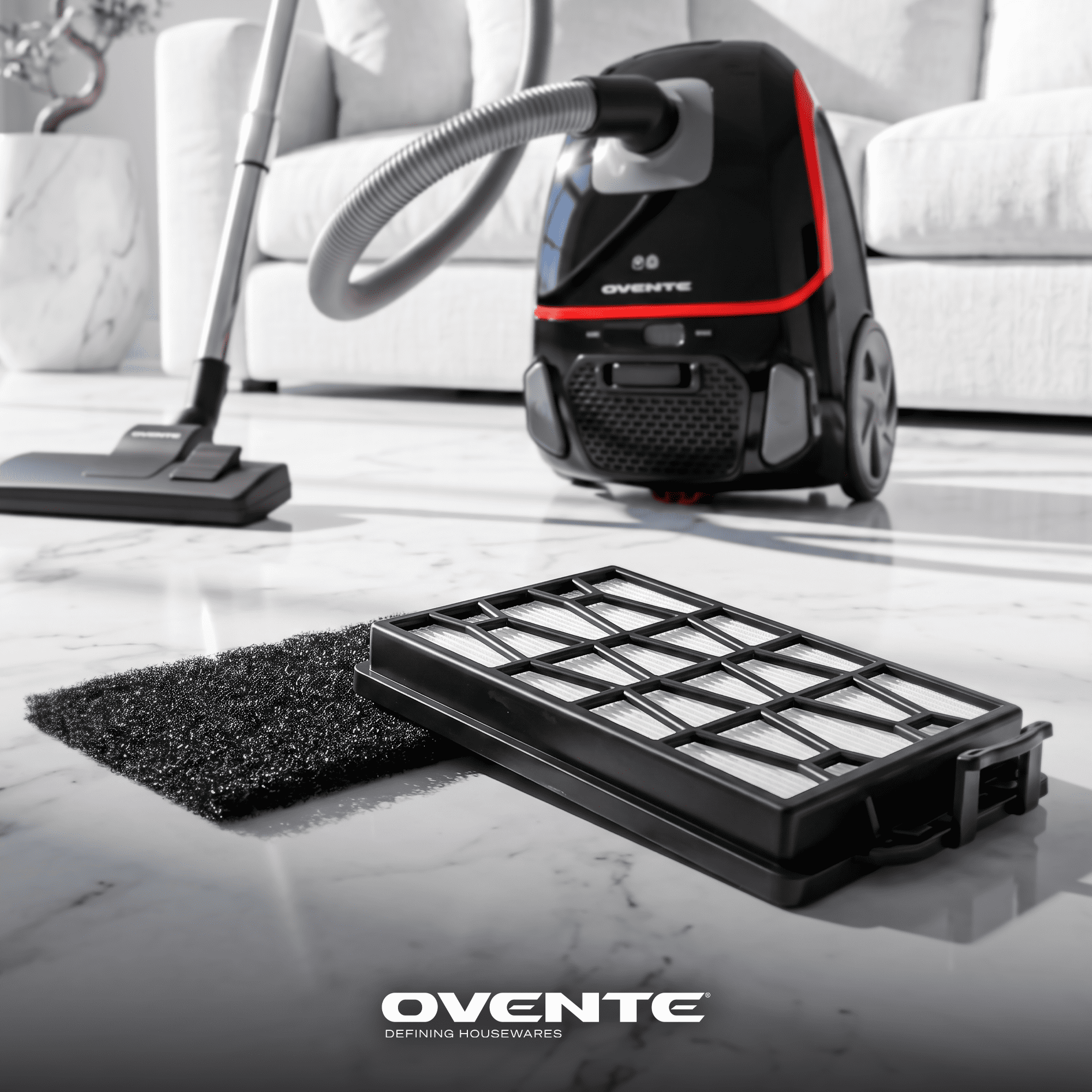 OVENTE Replacement HEPA Filter for ST1600B, Pack of 1, Black ACPST16712 | Designed for a vacuum cleaner, Efficiently traps small particles, Easy to Remove and Install